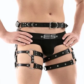 Adjustable Belt Black Leg Harness