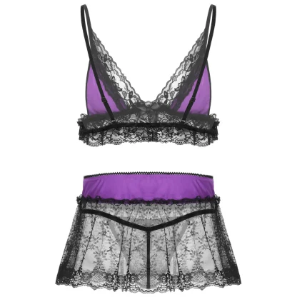 See-through Ruffled Lace Lingerie - Image 2