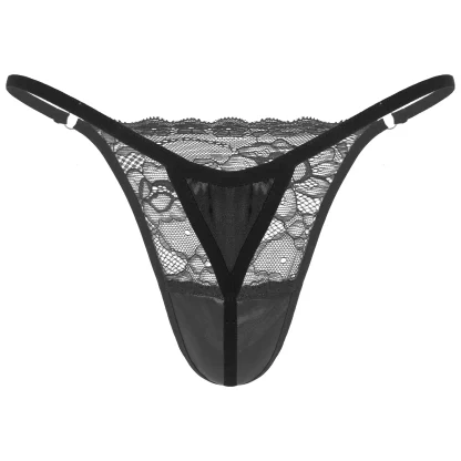 Sheer Lace Patchwork Thong - Image 2