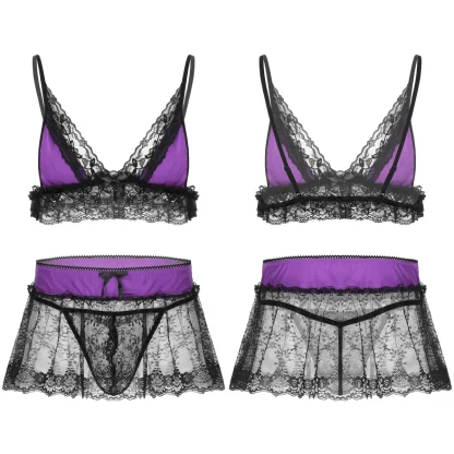 See-through Ruffled Lace Lingerie - Image 10