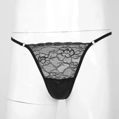 Sheer Lace Patchwork Thong - Image 4