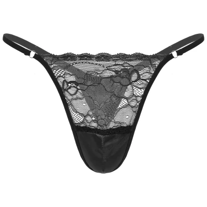 Sheer Lace Patchwork Thong