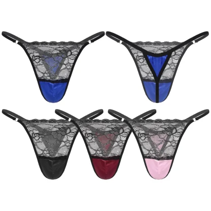 Sheer Lace Patchwork Thong - Image 8