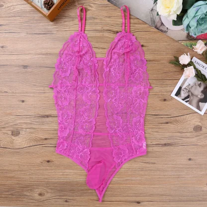 See-through Lace V-neck Bodysuit - Image 9