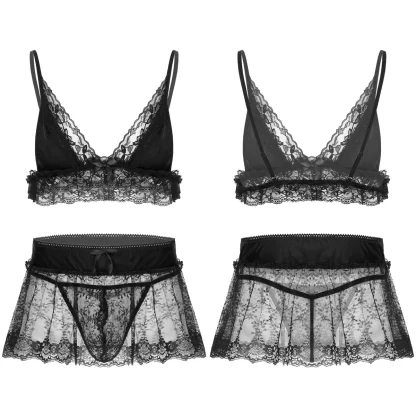 See-through Ruffled Lace Lingerie - Image 12