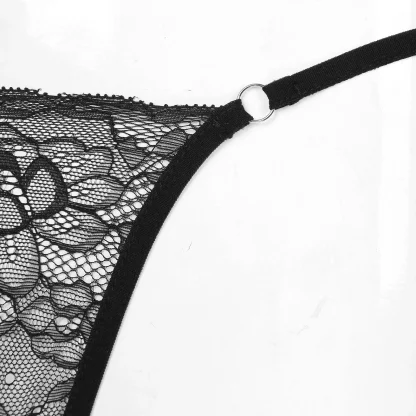 Sheer Lace Patchwork Thong - Image 6