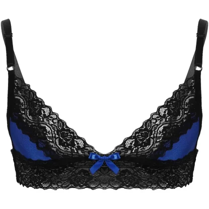 V-neck Lace Bowknot Decor Bra - Image 5