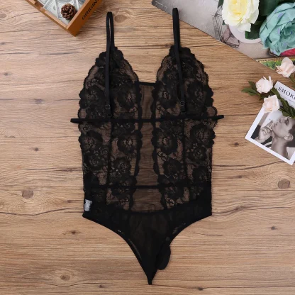 See-through Lace V-neck Bodysuit - Image 8