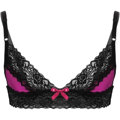 V-neck Lace Bowknot Decor Bra - Image 3