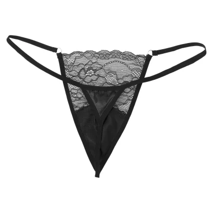 Sheer Lace Patchwork Thong - Image 3