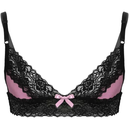 V-neck Lace Bowknot Decor Bra