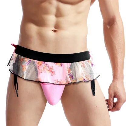 Floral Mesh Skirted Thong - Image 3