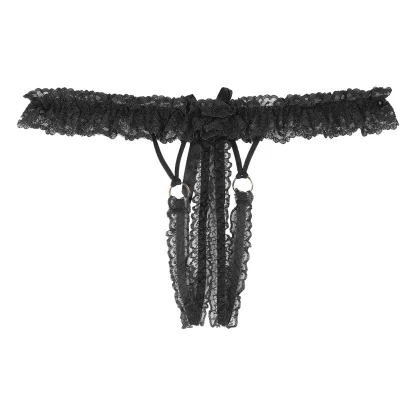 Open Crotch Lace Black G-string - Image 5