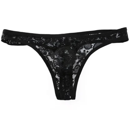 Breathable Floral Sheer Lace Thong - Image 7