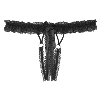 Open Crotch Lace Black G-string - Image 6