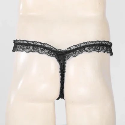 Open Crotch Lace Black G-string - Image 4