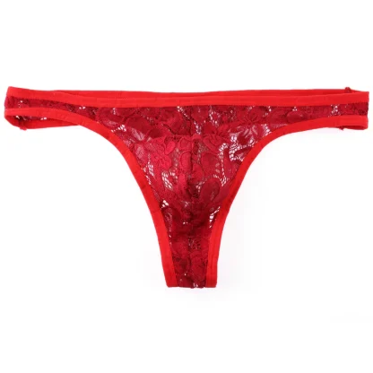 Breathable Floral Sheer Lace Thong - Image 2