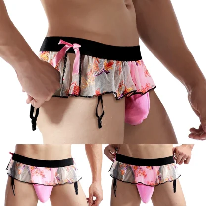 Floral Mesh Skirted Thong - Image 7