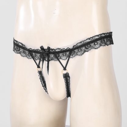 Open Crotch Lace Black G-string - Image 2