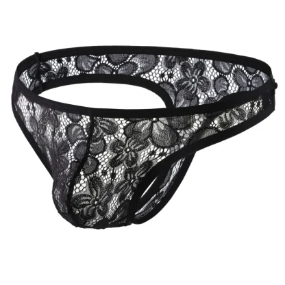 Breathable Floral Sheer Lace Thong - Image 6