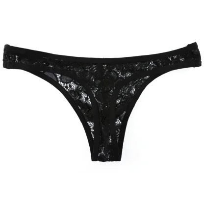 Breathable Floral Sheer Lace Thong - Image 8