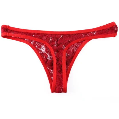 Breathable Floral Sheer Lace Thong - Image 3