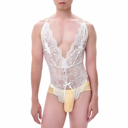 Sheer Lace Open Crotch Bodysuit - Image 4